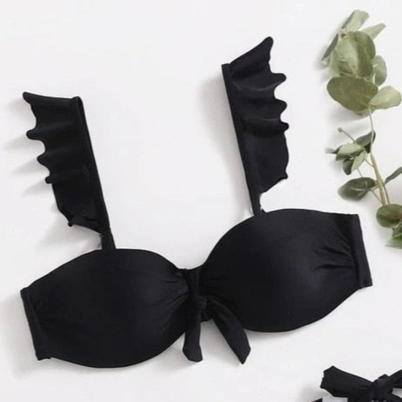 Biustonosz kąpielowy z falbanami