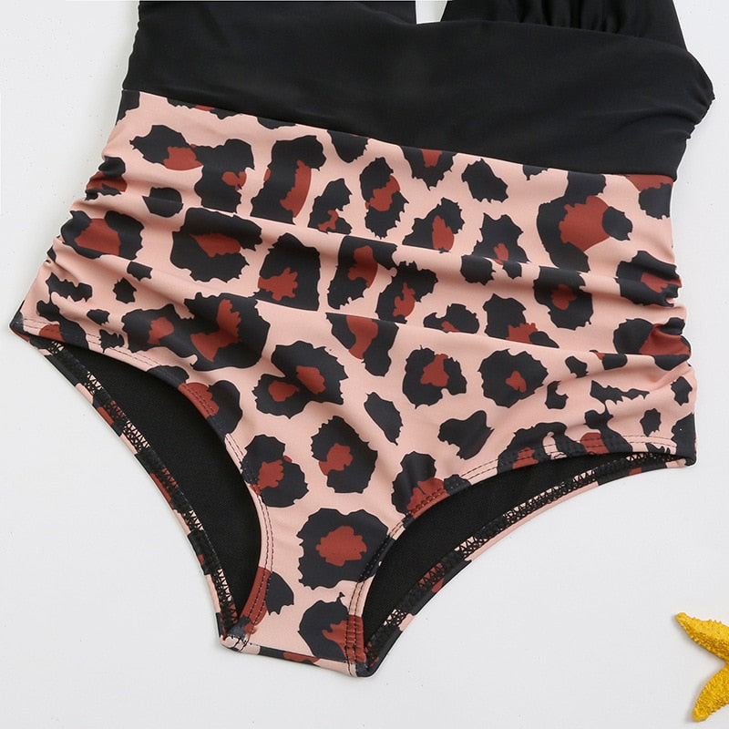 Komplet kąpielowy dla matki i córki w panterkę