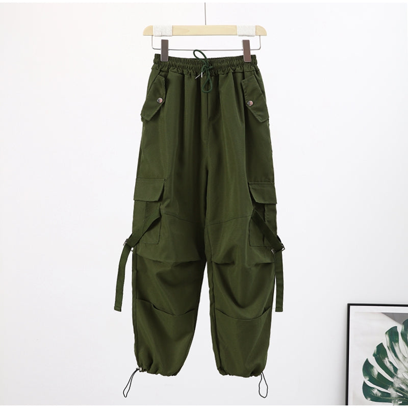 Spodnie dresowe cargo ze ściągaczami