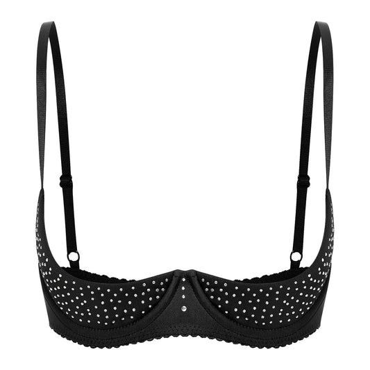 Biustonosz z mocno odkrytymi miseczkami z regulowanymi paskami