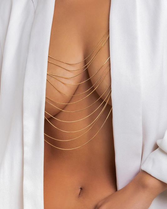Złoty łańcuszek na biust lub plecy